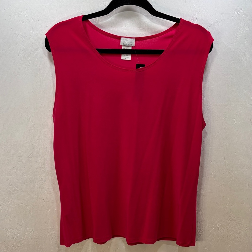 Caribe Vintage Classic Lightweight Sleeveless Top Made in USA Vibrant Pink 1X